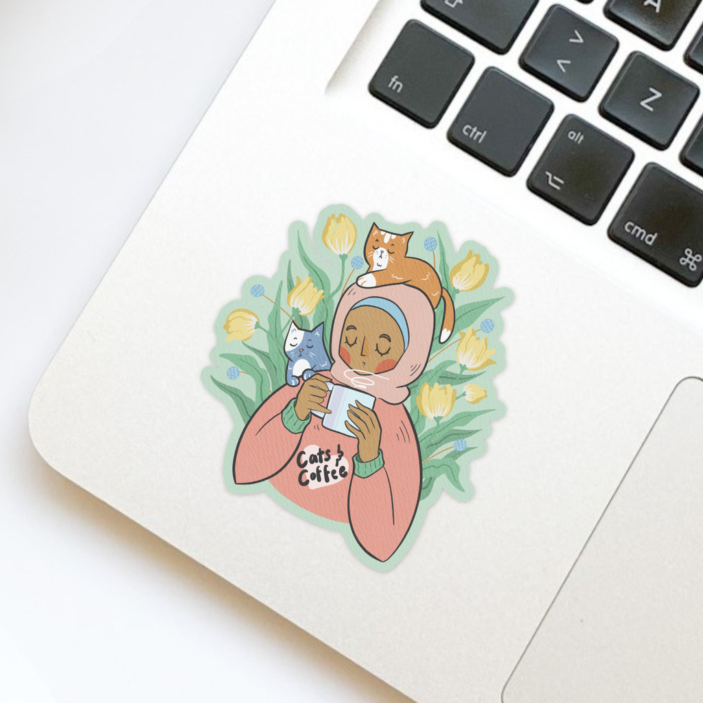 Cats & Coffee Die Cut Sticker