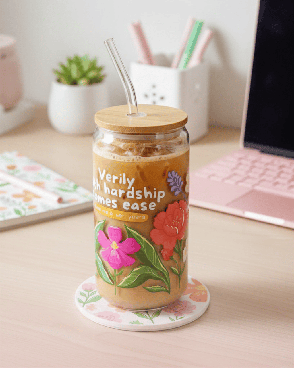 Glass Sippy Cups - Flower Garden