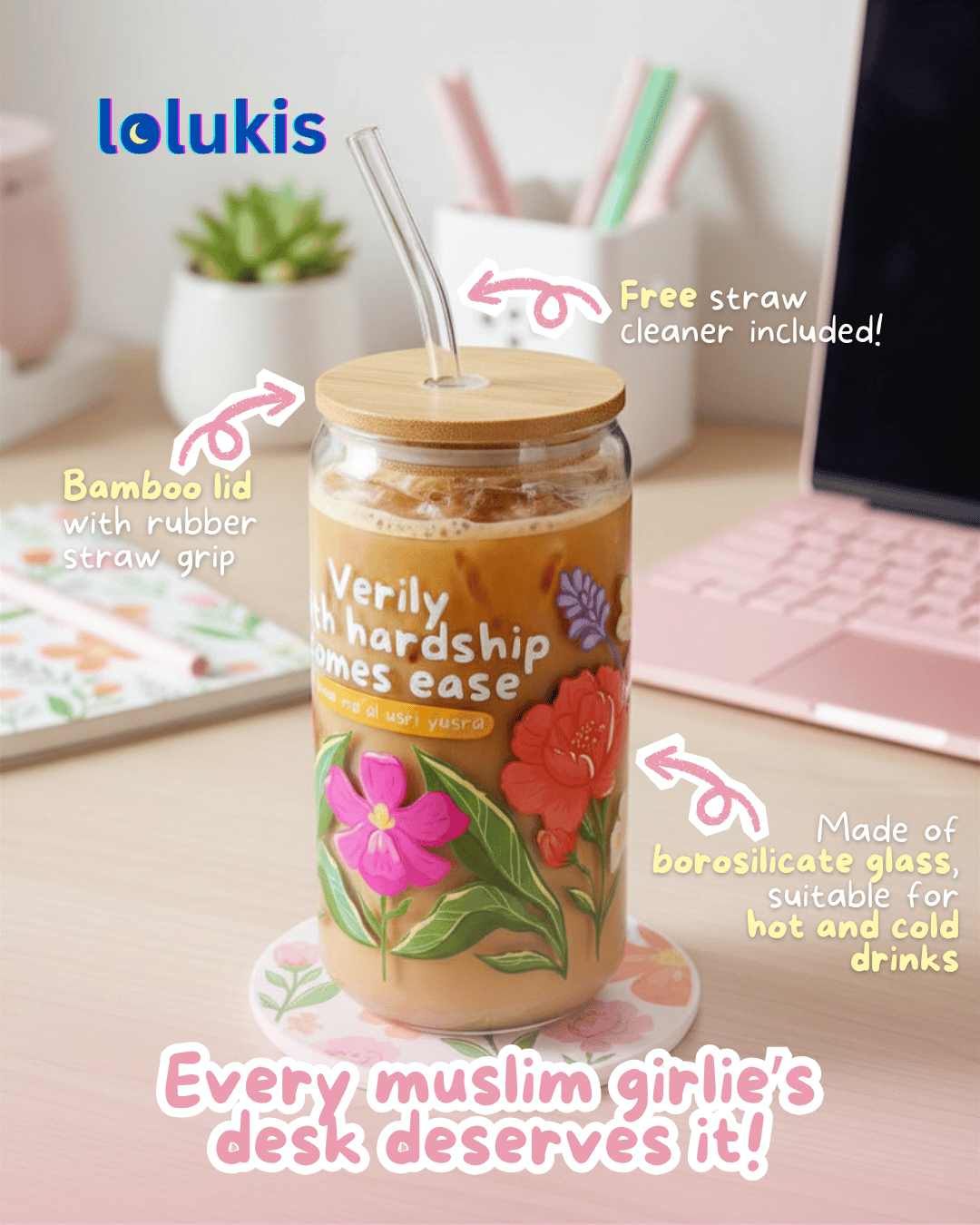 Glass Sippy Cups - Flower Garden