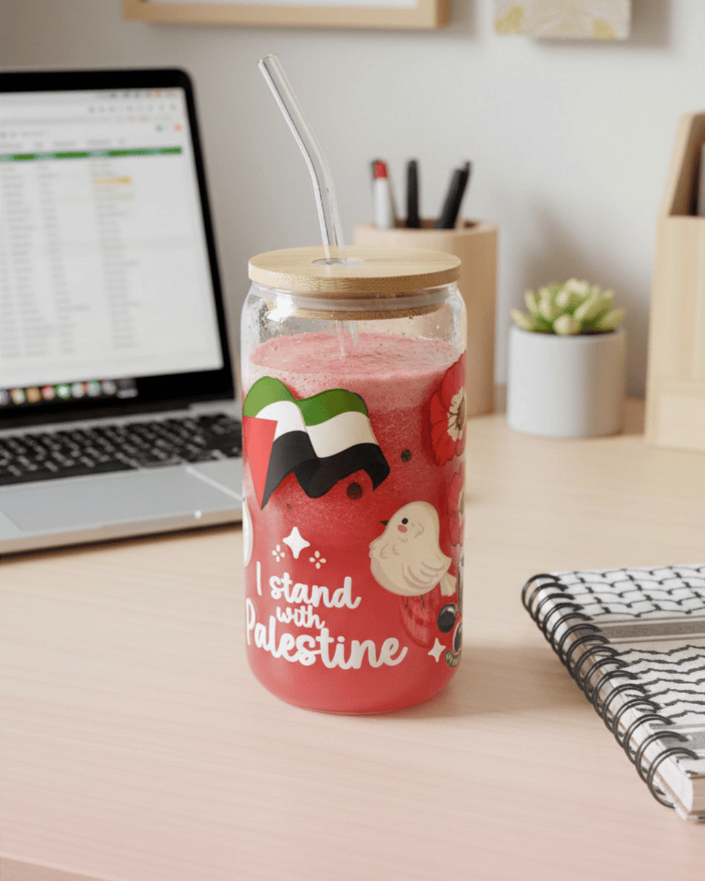 Glass Sippy Cups - I Stand With Palestine