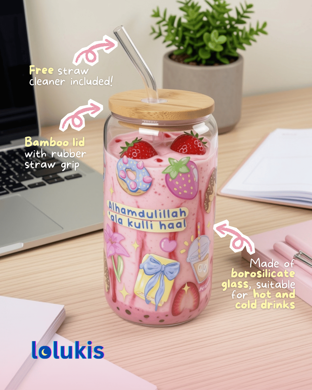 Glass Sippy Cups - Alhamdulillah 'ala kulli haal